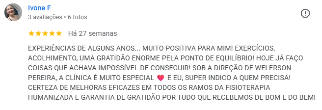 Avaliação de Ivone F. no Google
